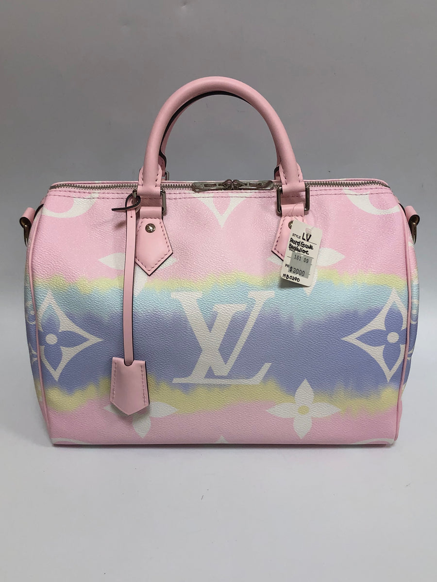 Louis Vuitton Rare Pink Escale Tye Dye Speedy Bandouliere 30 with Strap  859691