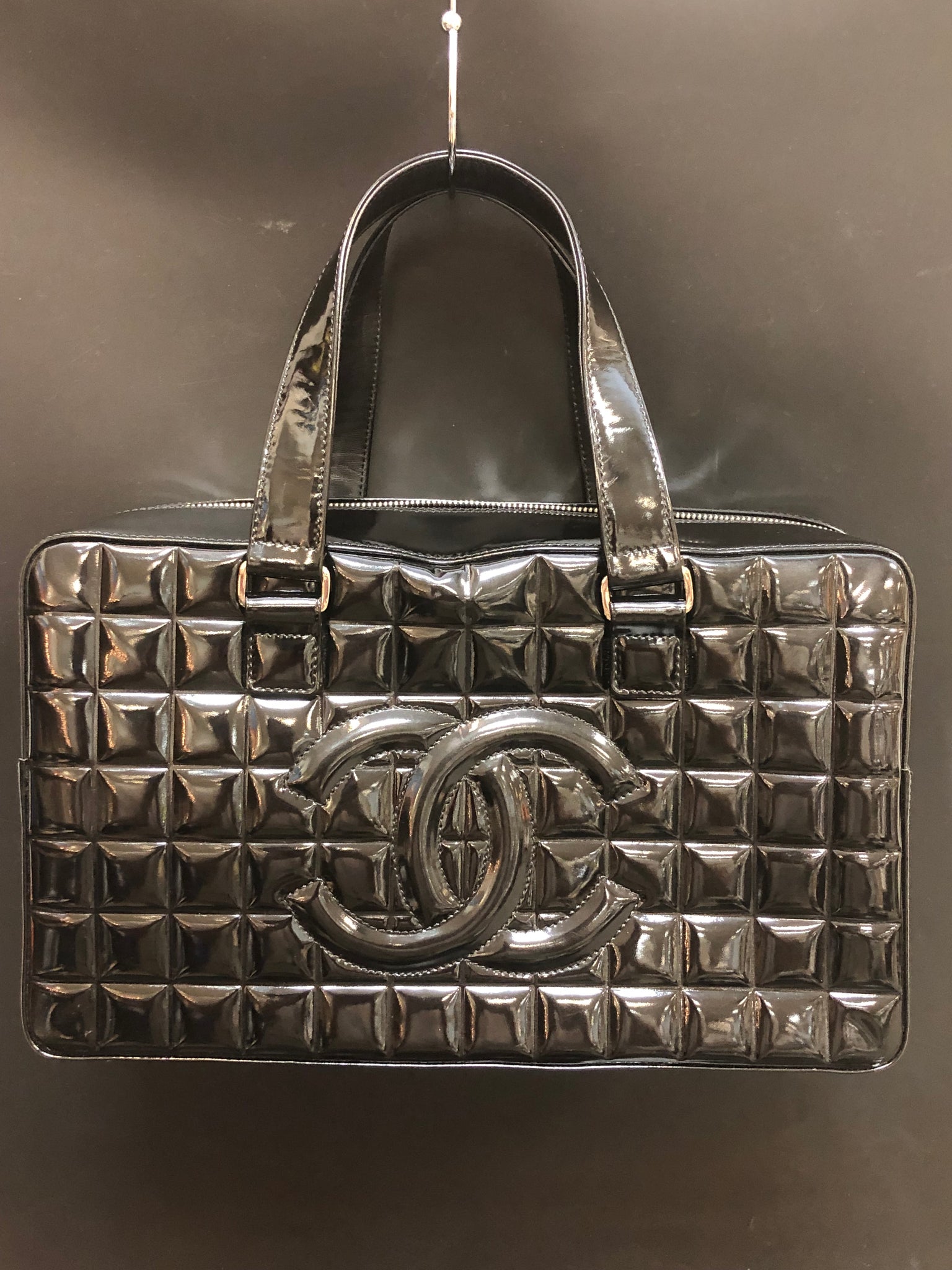 Sold at Auction: Chanel Mini Chocolate Bar Patent Trim Handbag
