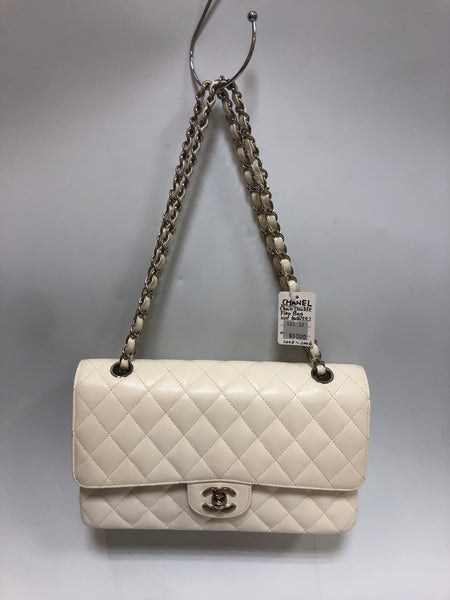 Chanel White Quilted Caviar Leather Classic Jumbo Double Flap Bag Chanel |  TLC