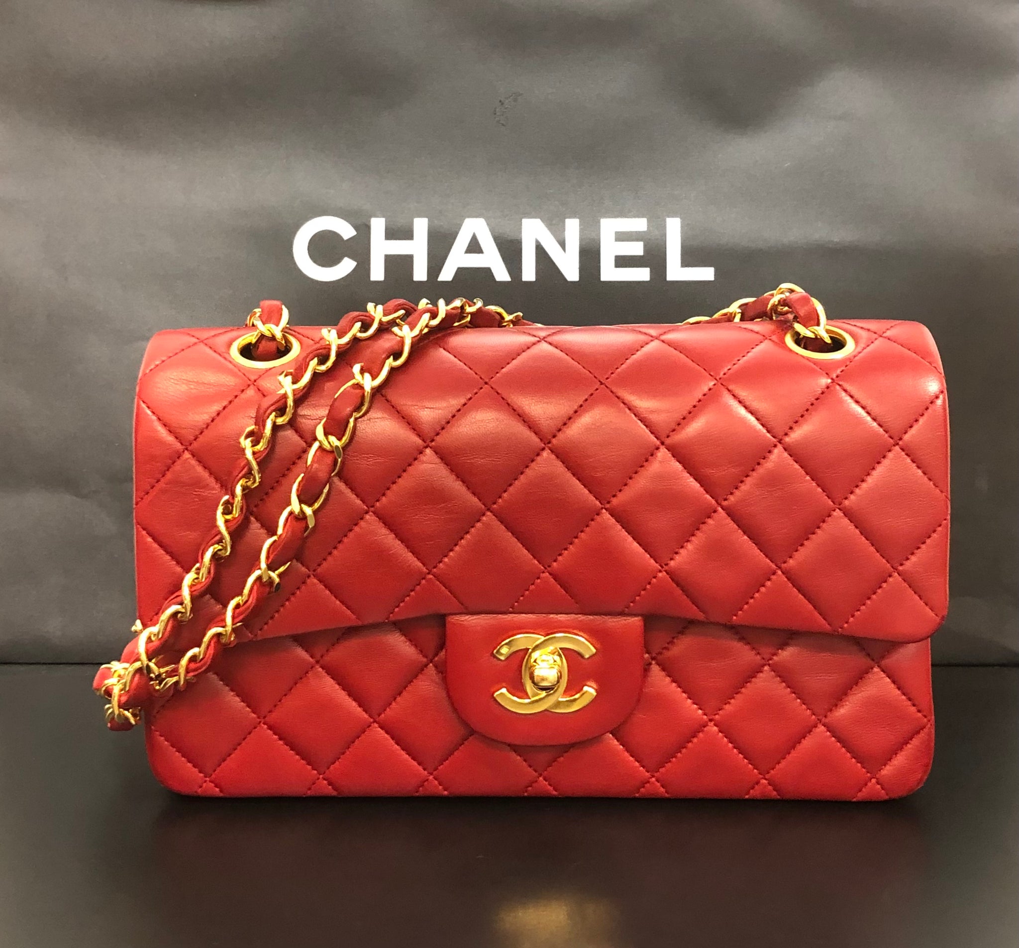 CHANEL Red Double flap Bag
